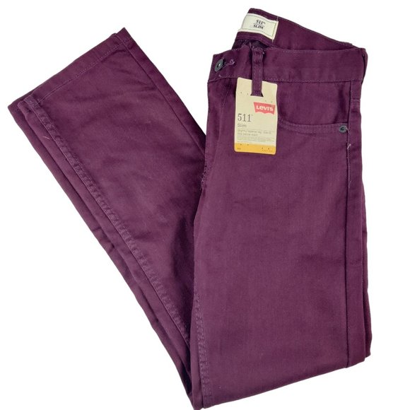 NWT Levi's 511 Slim Fit Dark Purple Jeans Tapered Leg - Picture 1 of 8